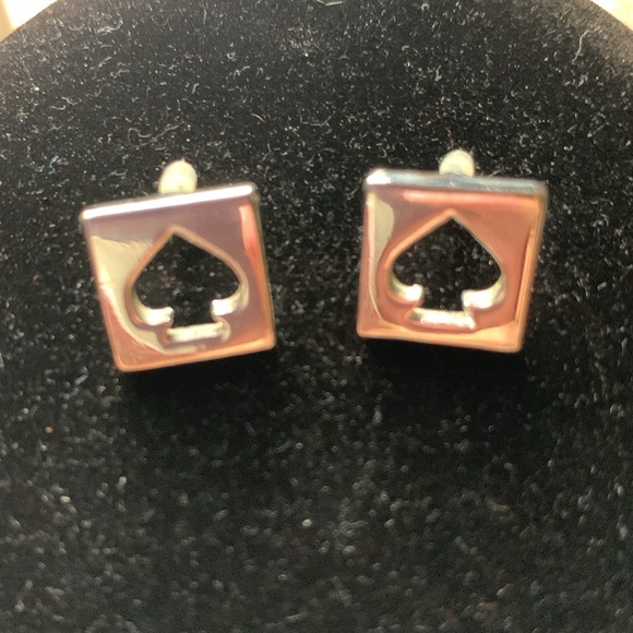 NWOT kate spade Silver Tone Ace Of Spades Hole Punch Earrings & Station Necklace - Picture 10 of 10